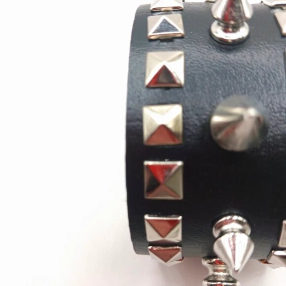 Gothic Spiked + Studded Bracelet Unisex Vegan Leather  -New - Picture 3 of 10